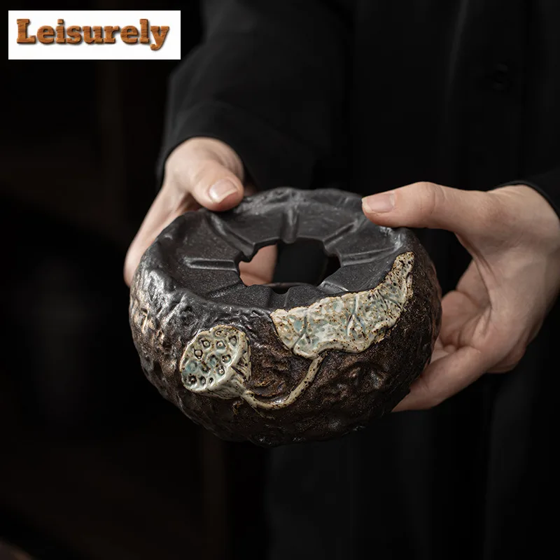 Japanese Gilded Iron Glaze Lotus Pot Warm Tea Stove Coarse Candle Heating Table Insulation Base Boiling Kettle Kung Fu Teaset