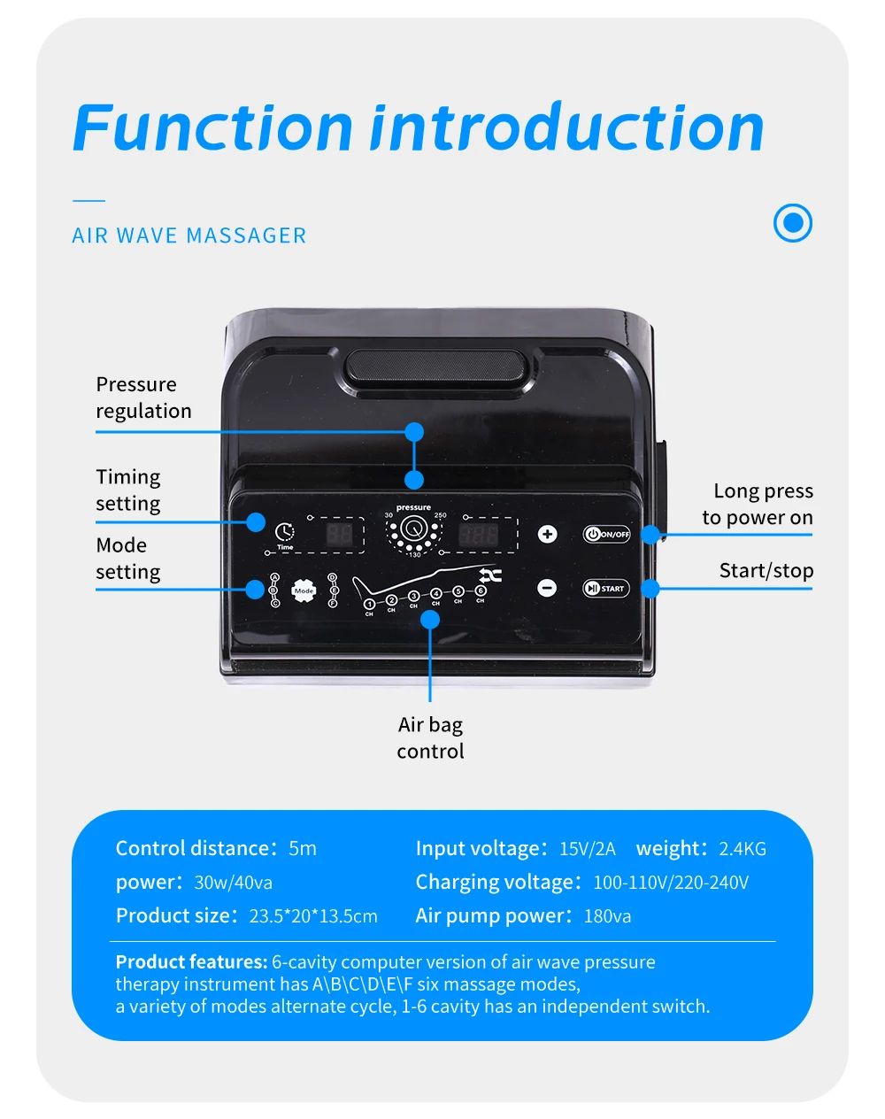 6-Chamber Exercise Recovery Boots Foot Air Wave Pressure Massage Leg Lymphatic Drainage Relaxation and Recovery Ion Therapy 18 6-Chamber Exercise Recovery Boots Foot Air Wave Pressure Massage Leg Lymphatic Drainage Relaxation and Recovery Ion Therapy 12