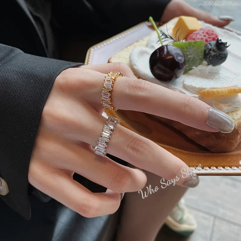 Stylish New Design Sparkling Zircon Rings for Women Elegant Party Jewelry Gift 2