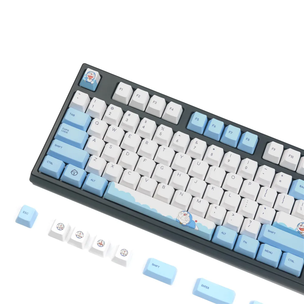 

Doraemon PBT tastenkappen Mechanische Tastatur OEM Profil Keycap 108 schlüssel DYE Sublimation Für Chrry MX schalter 104 108