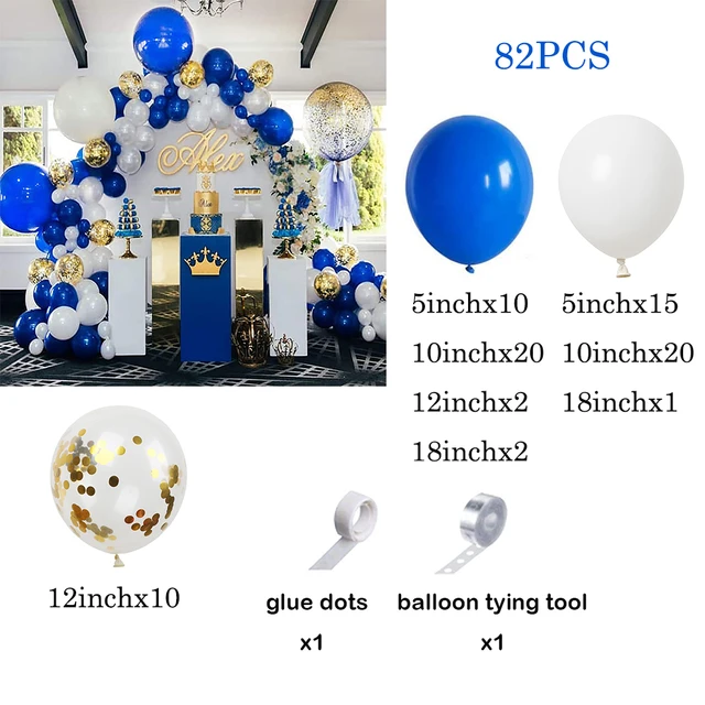 Navy Blue Gold White Balloon Garland Arch Kit Confetti Balloons