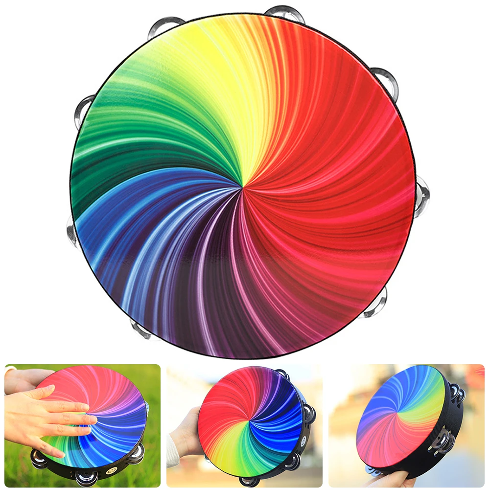 8/10 in Professional Tambourine Musical Instrument Tambourine Hand Drum Percussion Instrument for Kids Adults Church KTV Party