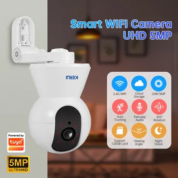 KERUI 4K 8MP Tuya Smart Mini WiFi IP Camera With Bracket Indoor Wireless Home Security AI Human Detect CCTV Surveillance Camera 1
