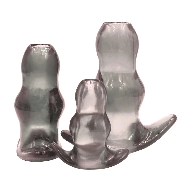 Anal Plug Dilator Silicone Hollow Anal Plug Prostate Massager Soft Speculum Masturbation Transparent Butt Plug AnalDilator Massager Erotic Sex Toy