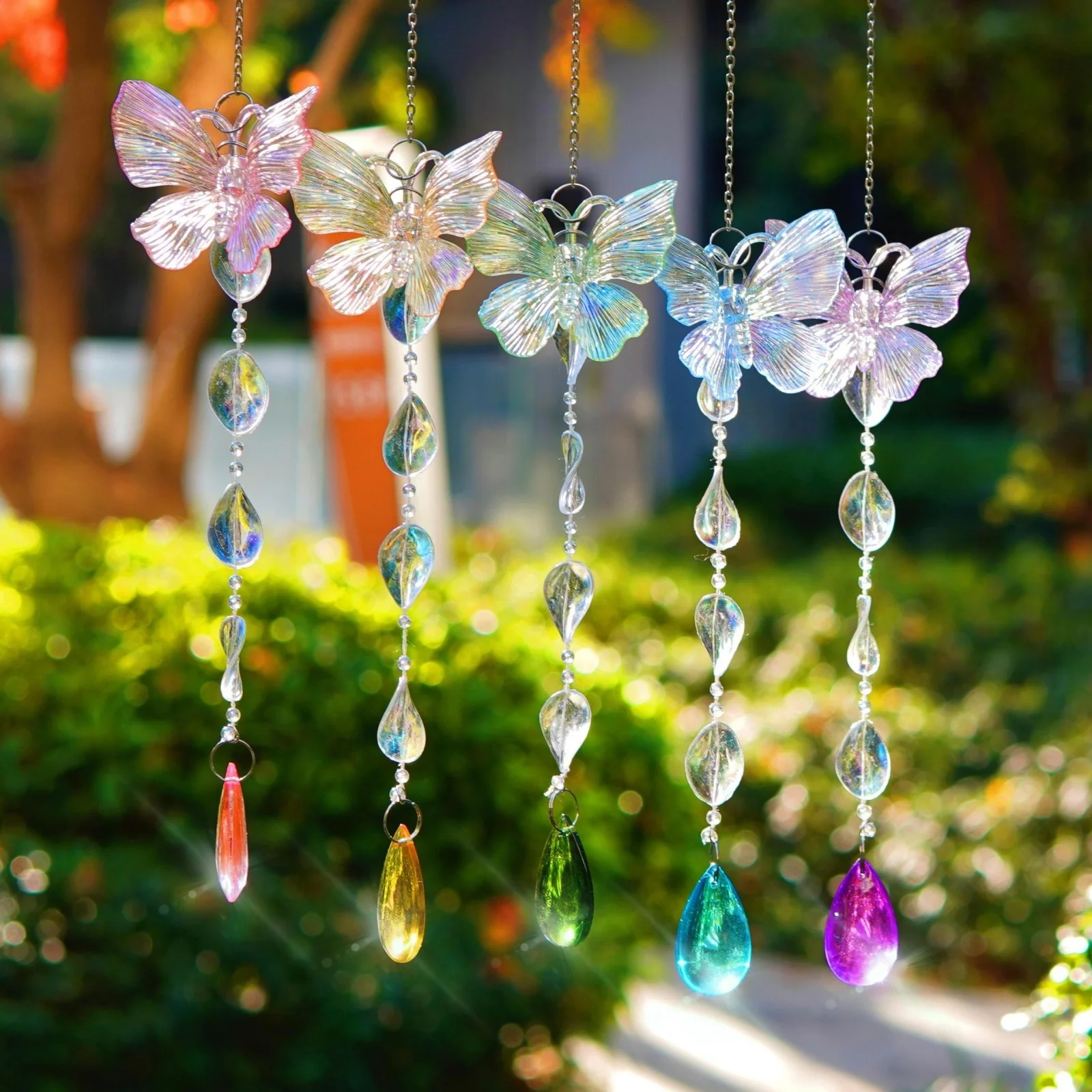 Crystal Suncatchers With Prisms Window Hanging Rainbow Makers Indoor Decor Butterfly Designs Prismatic Light Catche 1Pc/6Pcs
