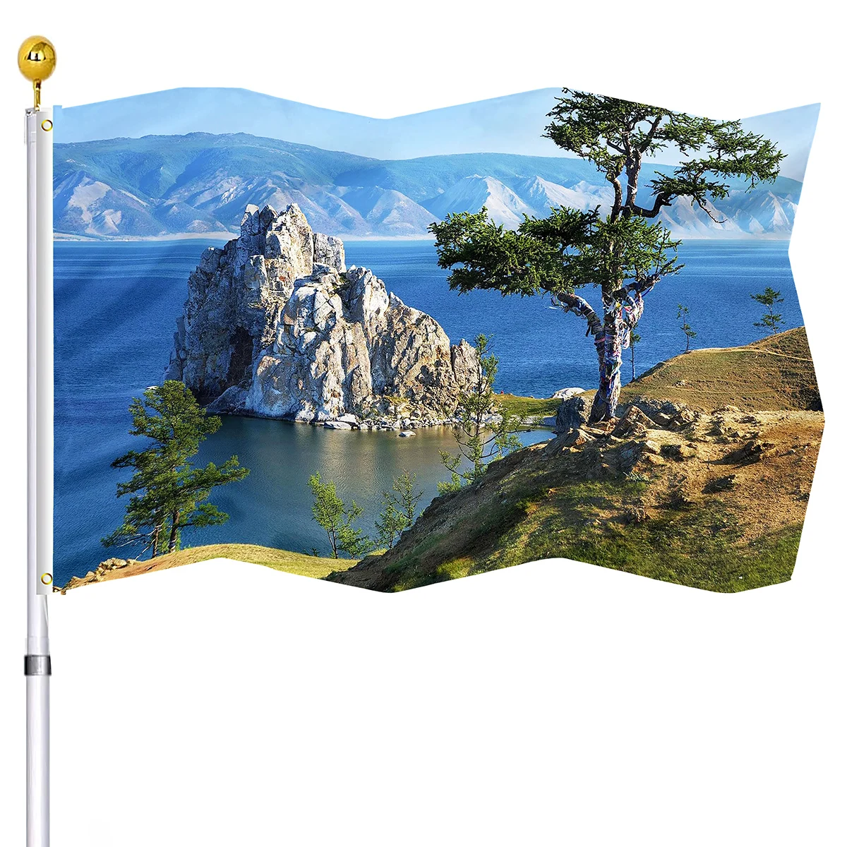 

Lake Baikal Flag Nature Landscape Double Stitched Polyester Flags with Brass Grommets House Indoor Outdoor Decor for Women Men