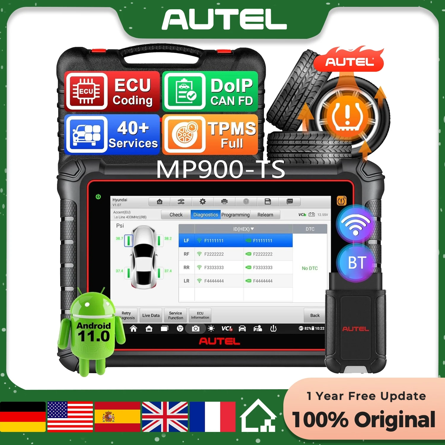 2025 Autel MaxiPRO MP900TS Scanner TPMS Diagnostic Tool ECU Coding, Active Test, 40 Services, CAN FD&DOIP Upgraded Of MK808S-TS