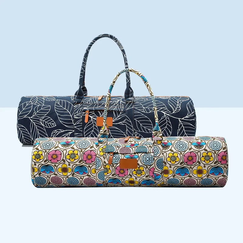 Canvas Yoga Backpack Big Capacity Yoga Bag Portable Gym Mat Bag Travl Bag Single Shoulder Fitness Bag with Side Pockets