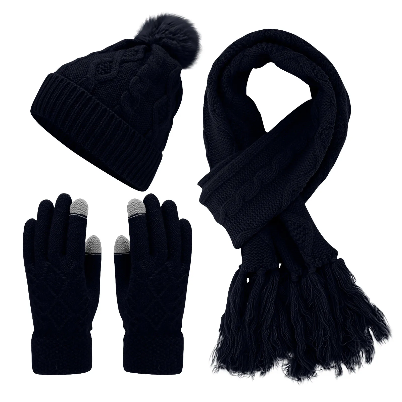 Lingerie Unique Accessories Scarf Women Hijab 2023 Thick Warm Set Knitted Solid Color Neckerchief Wool 2024 Bufanda NiñO