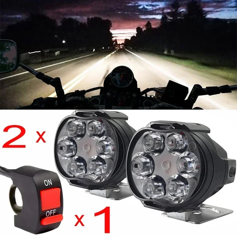 Motorcycle Headlight Spot Lights High Bright Waterproof Scooter Lights Work Spotlights LED Fog Bulb 6 Lamp Auxiliary With X5K3