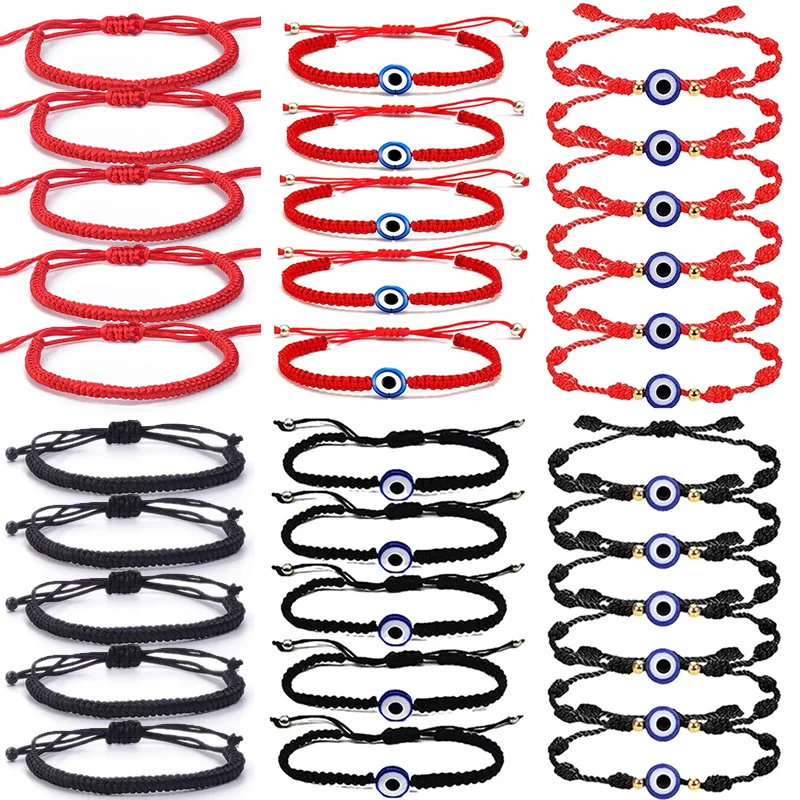 2-12pcs Lucky Red String Bracelet for Couple Good Luck Amulet for Success Rope Evil Eyes Braided Wristband Handmade Jewelry Gift 6