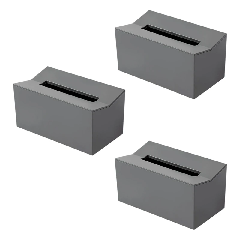 

LJL-3X Kitchen Tissue Box Cover Napkin Holder For Paper Towels Box Gray