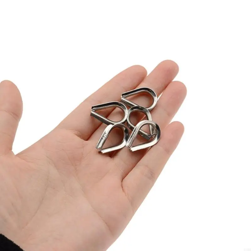 31BE 10Pcs Heavy Duty Thimble Cable Wire Rope Protective Sleeve Triangular Cable Clamps 304 Stainless Steel Thimble