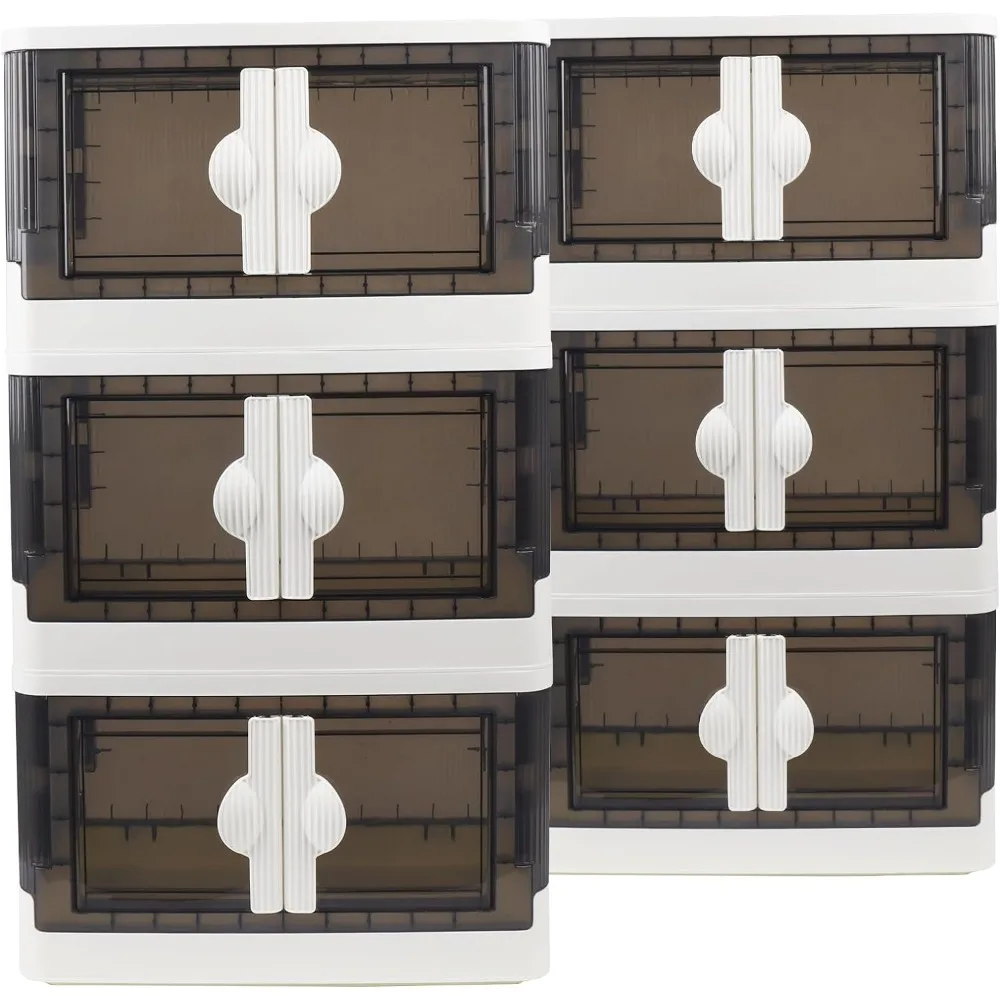 

SAglorb 6 Pack Closet Organizers and Storage, 8.2 Gal Storage Bins with Lids, Plastic Foldable Box Collapsible Storage Bins