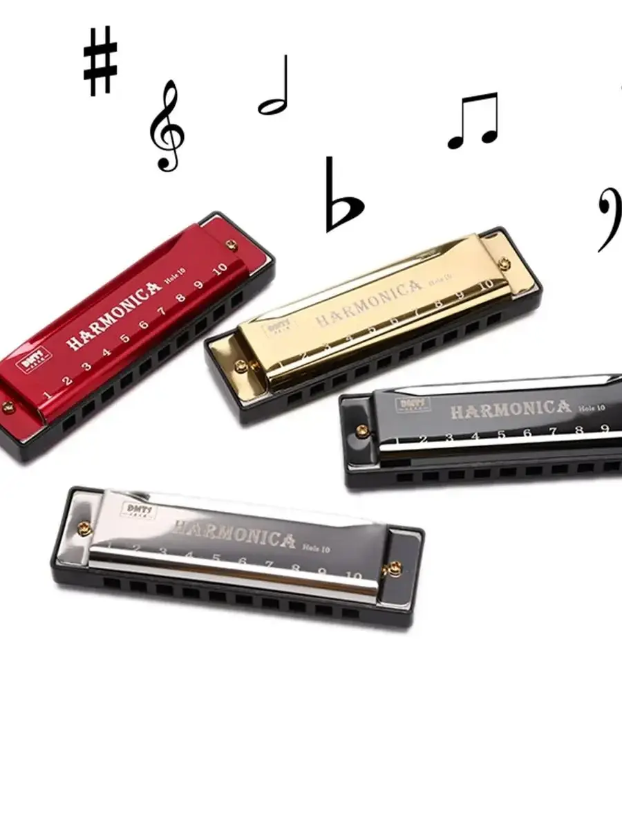 10 Holes Key of C Blues Harmonica Musical Instrument Educational Toy with Case H4GF