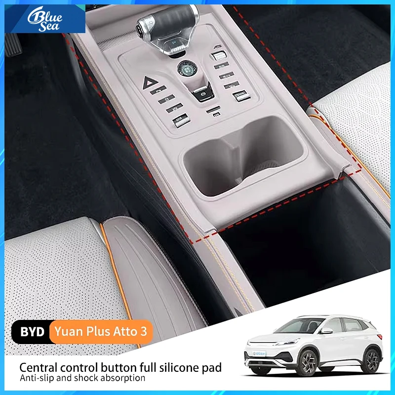 For Byd Yuan Plus Atto 3 2022-2024 Car LHD Central Control Button Full Silicone Pad Non-slip Scratch-resistant Protective Cover