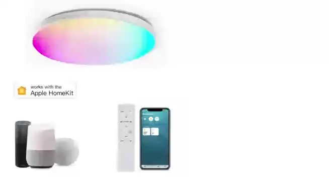Smart RGB LED Ceiling Light 13 Inch 24W Dimmable Color Changing Flush Mount Wired Lamp Fixture With Remote Control Works With Alexa Google Home Tuya App For Bedroom Living Kids Room Party