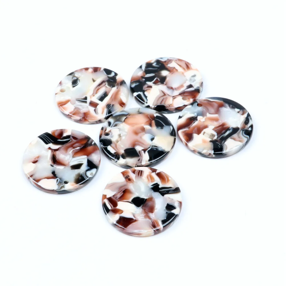 Böhmischer Leopardenmuster, Schildpatt-Charm, Acetat-Acrylperlen, rund geformt, Boho, Ohrring-Teile, Ohrringe-Fund, 24 mm-ACE181 – Detail 5