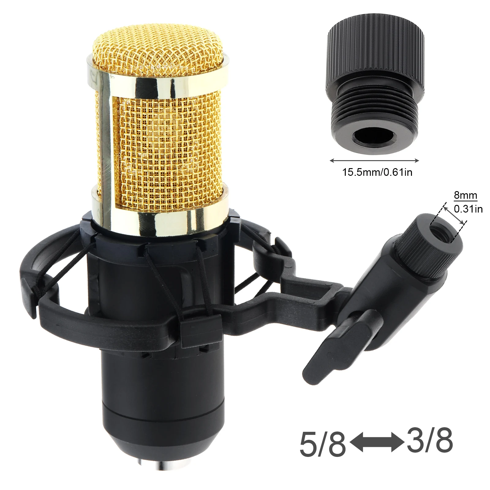 5/8-Inch Male to 3/8-Inch Female Thread Screw Adapter Mic Stand Adapter for Microphone Holder Camera Mount Tripod Accessories