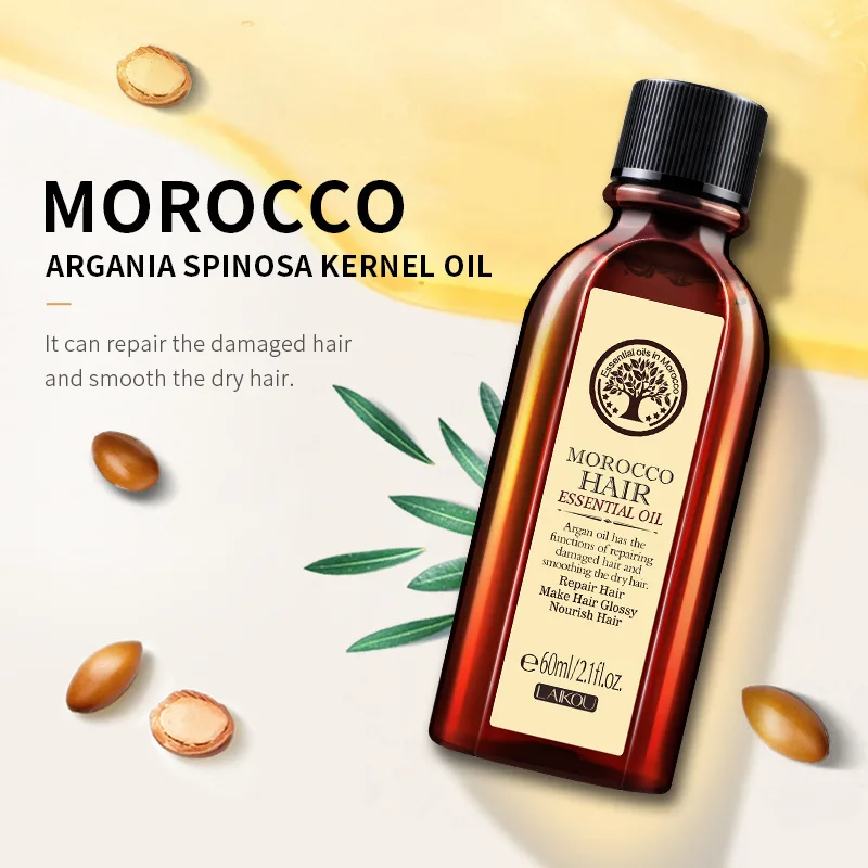 

2PCS Hair Care Moroccan Pure Argan Oil Hair Essential Oil for Dry Hair Types Multi-functional Hair Care Products for Woman 60ml