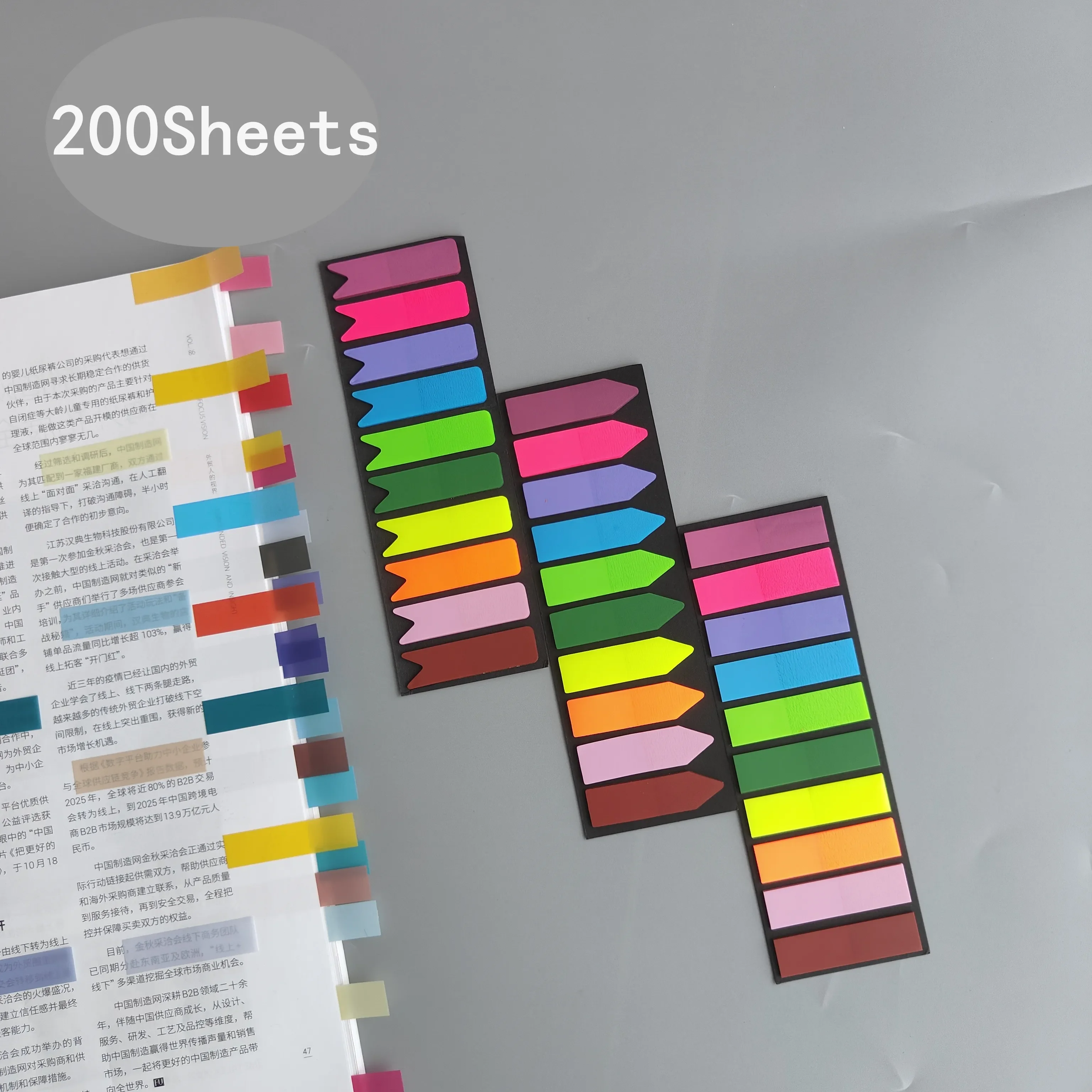 200 Sheets  Transparent Sticky Notes Tab Self-Adhesive Kawaii Clear Bookmarkers Annotation Books Page Marker Stationery 3