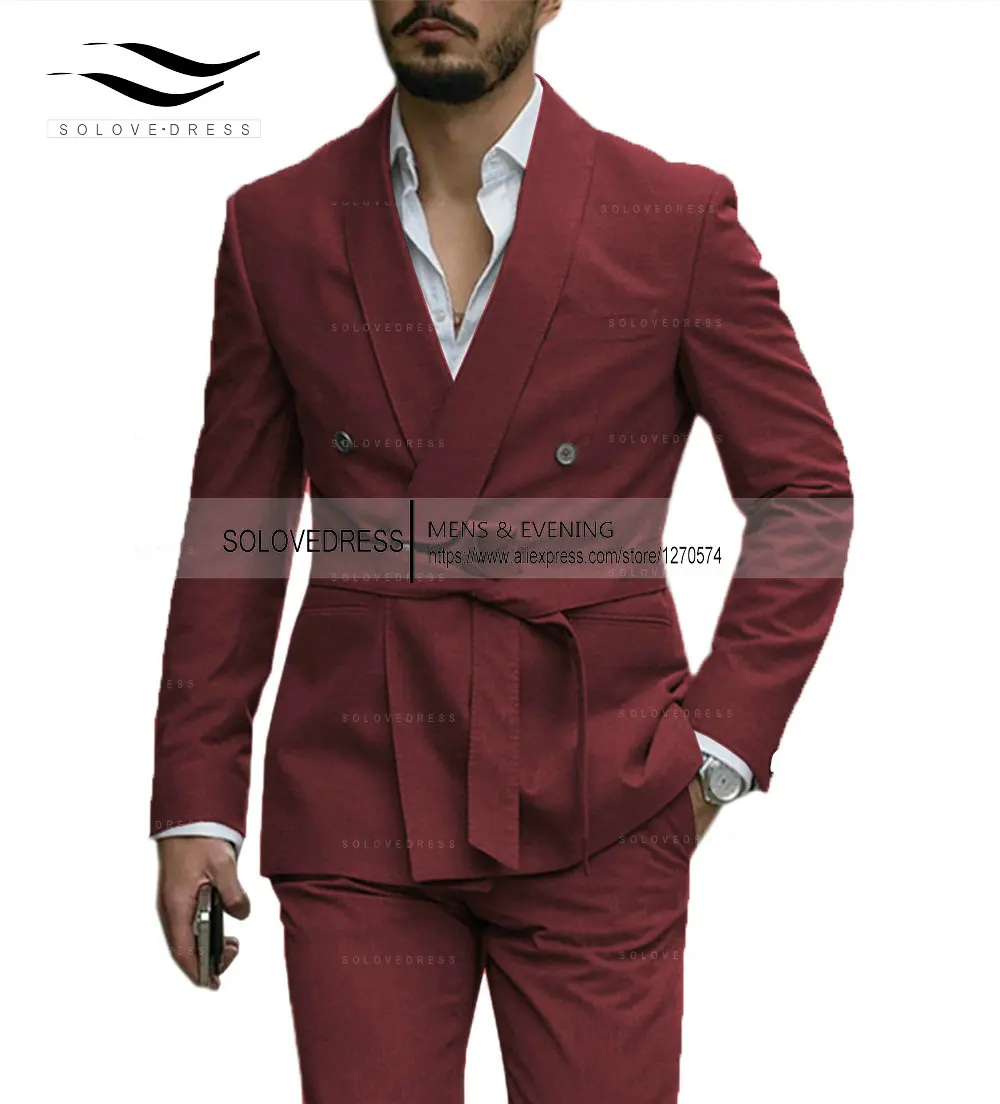 2024 New Mens Blazer Luxery Designerstyle Western Tailored Suit Lapel Belt Tuxedo Gentleman Texture Solid Color Unique Design 4