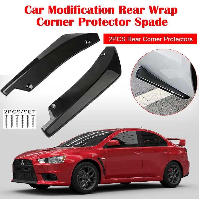 2PCS Universal Car Rear Bumper Lip Splitter Canard Diffuser, Side Fin Fenders Skirt Protector Exterior Decoration Trim For Car (Carbon Fiber - View #5