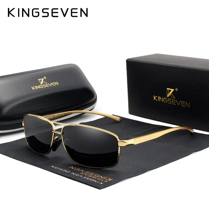 KINGSEVEN Marke Männer Polarisierte UV400 Sonnenbrille Vintage Retro Rechteck Klassische Gläser Anti-glare Fahren Golf Sport Brillen