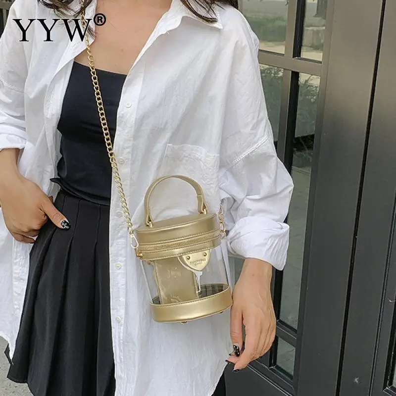 2023 New Transparent Multi Colorbucket Bag Stylish Evening Clutch Shoulder Bag High Quality Handbag Feminina Bucket Crossbody