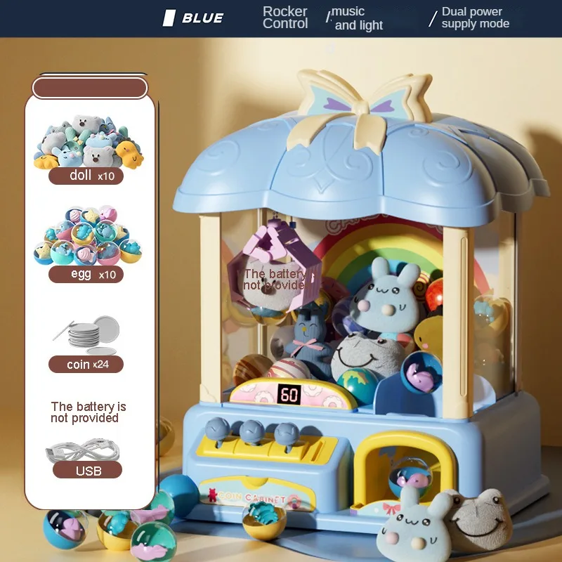 Kids Claw Machine Mini Doll Machine Claw Catch Clip Doll Toy Coin Operated Play Game Arcade Crane with Music and Light 5