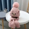 All-match Plush Bear Children Scarf Hat Set Cartoon Warm Wool Beanie Neck Warmer Knitting Warm Knitted Cap Cloth Accessories