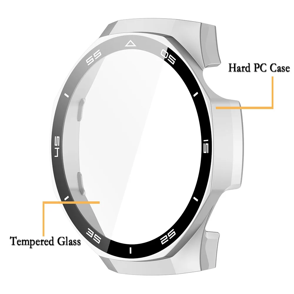 Elegant Dual-Function Watch Case with Scale Design and Tempered Glass Protection Cover