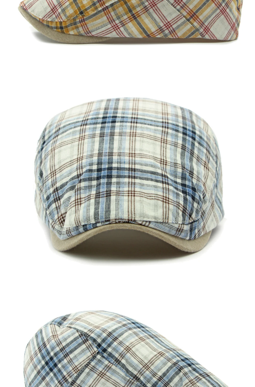 HT4696 Baskenmütze für Männer Frauen Frühling Sommer Sonnenhut Baskenmütze Kappe Vintage Plaid Künstler Maler Baskenmütze Hut Männlich Weiblich Retro Ivy Flache Kappe – Detail 7