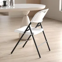 650 Weight Limit Heavy Duty Plastic Folding Chair with Reinfoced Steel Frame (White, 4 Pack), Beach Chairs 2