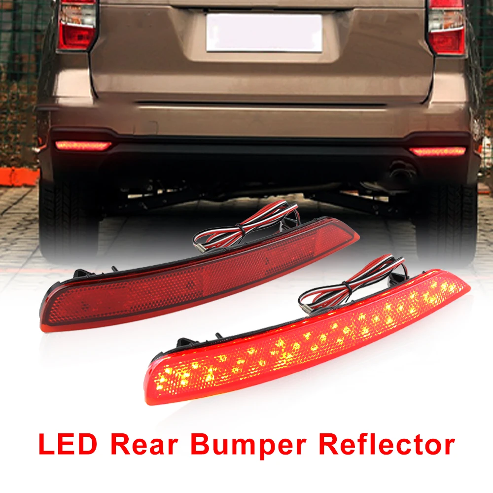 LED Rear Bumper Reflector Brake Light For 2009-2018 Subaru Forester - Red Lens, Direct Fit