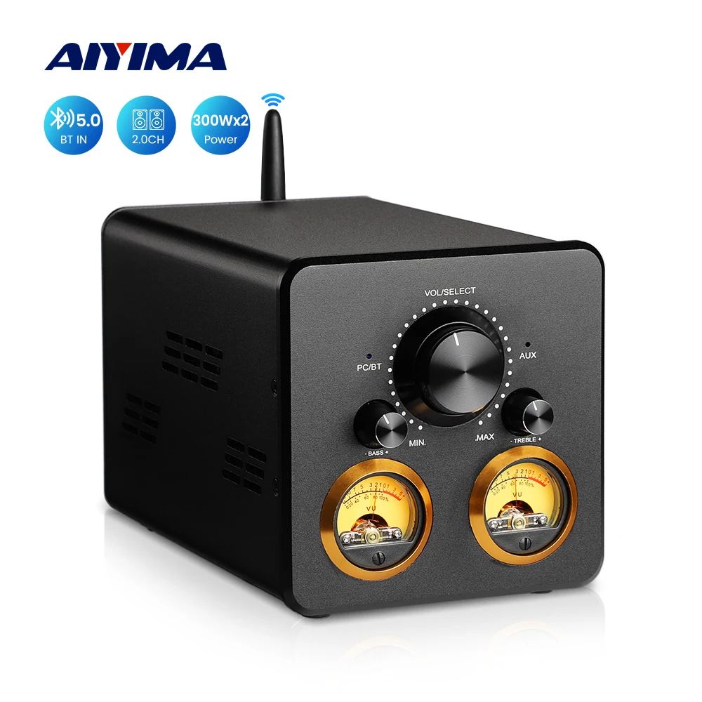 AIYIMA TPA3255 Bluetooth Power Amplifier 300Wx2 Dual Channel VU Meter Amplifier Stereo USB Amplificador APTX-HD Home Audio AMP aiyima t9 pro aptx hd bluetooth amplifier audio 100wx2 hifi stereo power amplificador usb dac coax opt vu meter tube amplifier