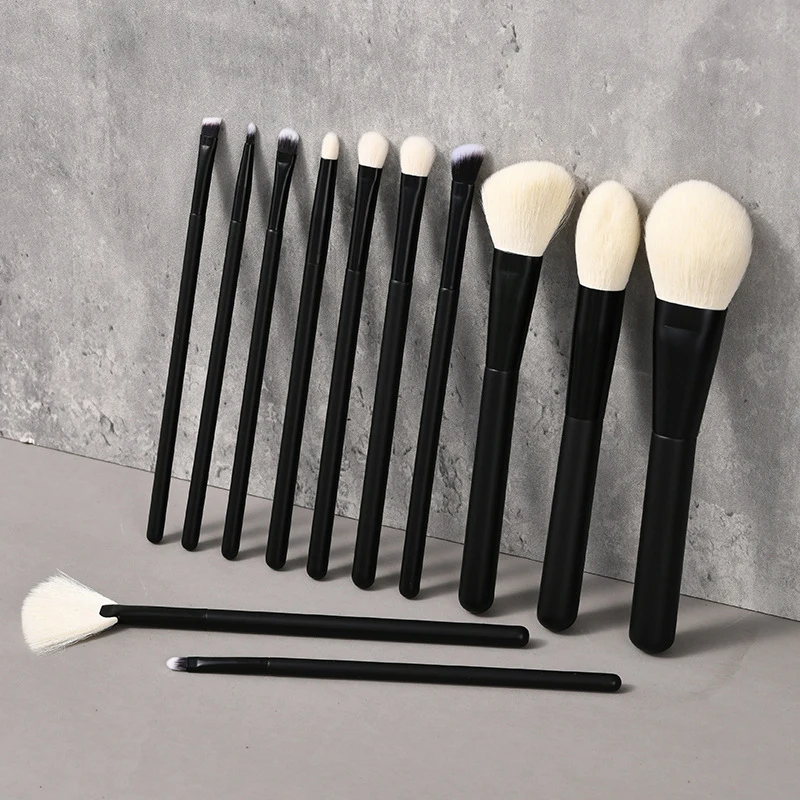 18PCS / 12PCS 동물 염소털 메이크업 브러쉬 세트 나무 손잡이 메이크업 브러쉬 초보자 메이크업 도구