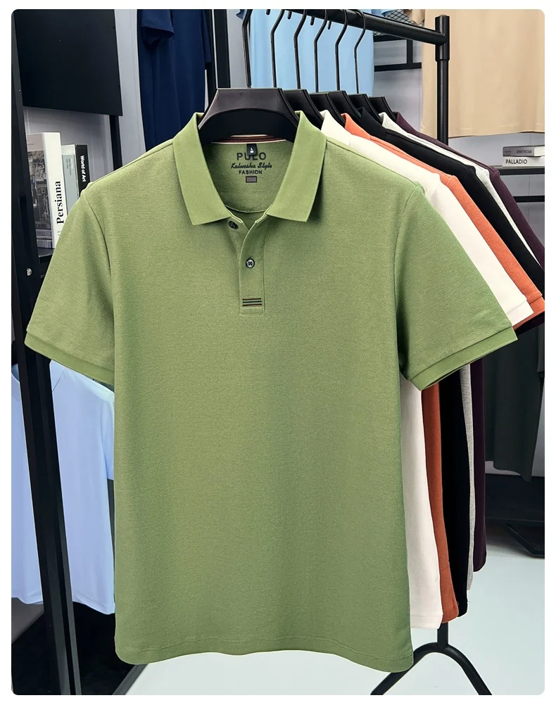 100% pure cotton short sleeve polo shirt men summer simple Korean fashion striped high-end designer brand casual golf T-shirt 15 Sba53152059584aee8179549fddbef28er