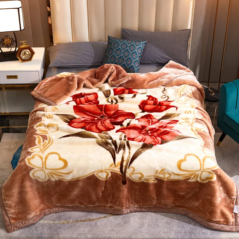 Soft Warm Weighted Blankets For Beds Winter Double Layers Fluffy Faux Fur Mink Throw Thicken Fleece Quilts Blankets