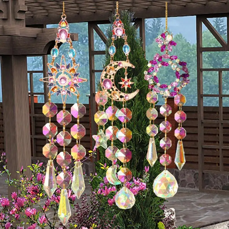 

Dreamcatcher Sun catcher Crystal Prism Ball Gold Moon Star Rainbow Sun Catcher Pendant Home Art Craft Hanging Window Ornaments