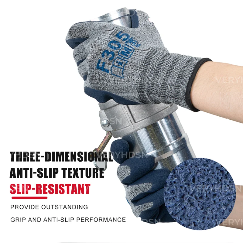 Durable & Breathable Safety Work Gloves anti cut gloves work gloves cut resistant gloves nitrile gloves protective gloves For Men&Women Multi-Purpose Firm Non-Slip Grip Cut-Resistant Nitrile Foam Coated 3pairs