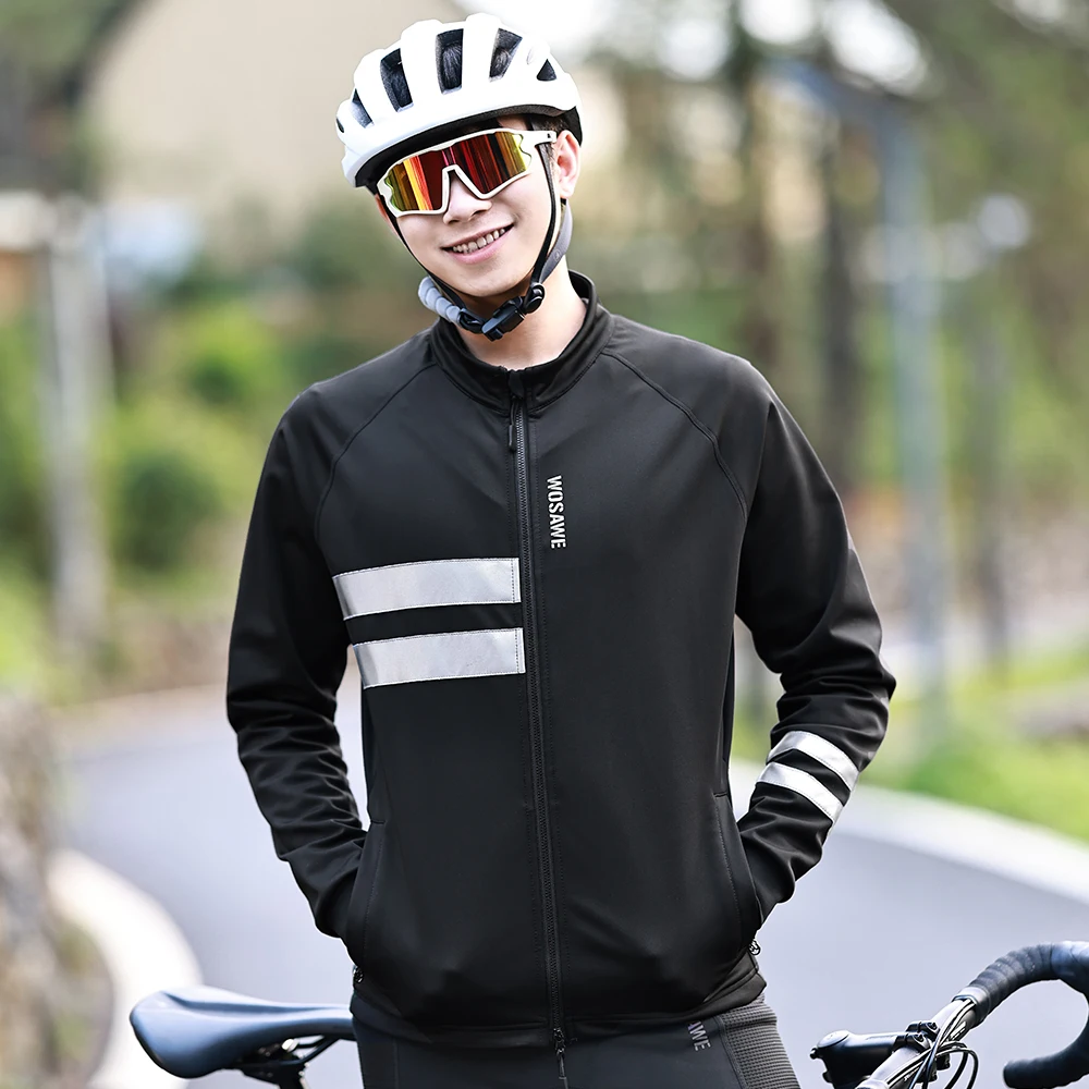 WOSAWE Winter Cycling Jackets Outdoor Sport Warm Coat Long Sleeve MTB Road Bike Jersey Windproof Windbreaker Cycling Clothing
