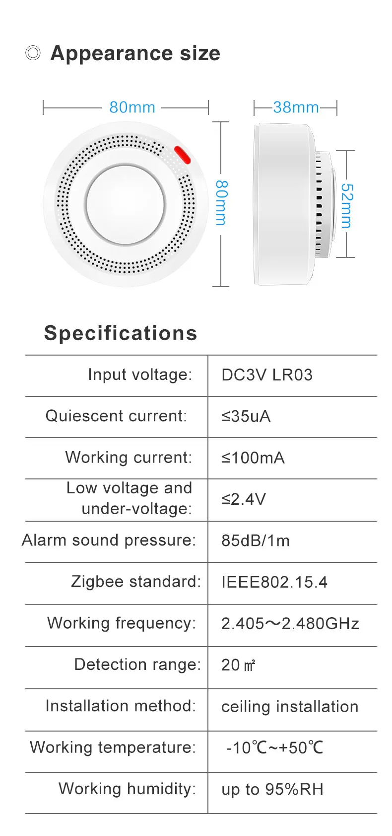 detector de fumaça detector de fumaça zigbee detector de fumaça detector de vazamento de fumaça prevenção tuya inteligente instalar na área de ou cozinha