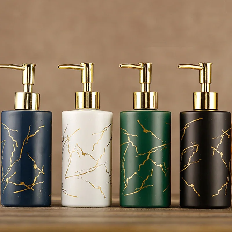 320ML-Glass-Emulsion-Bottle-Marble-Press-Soap-Dispenser-Bathroom ...