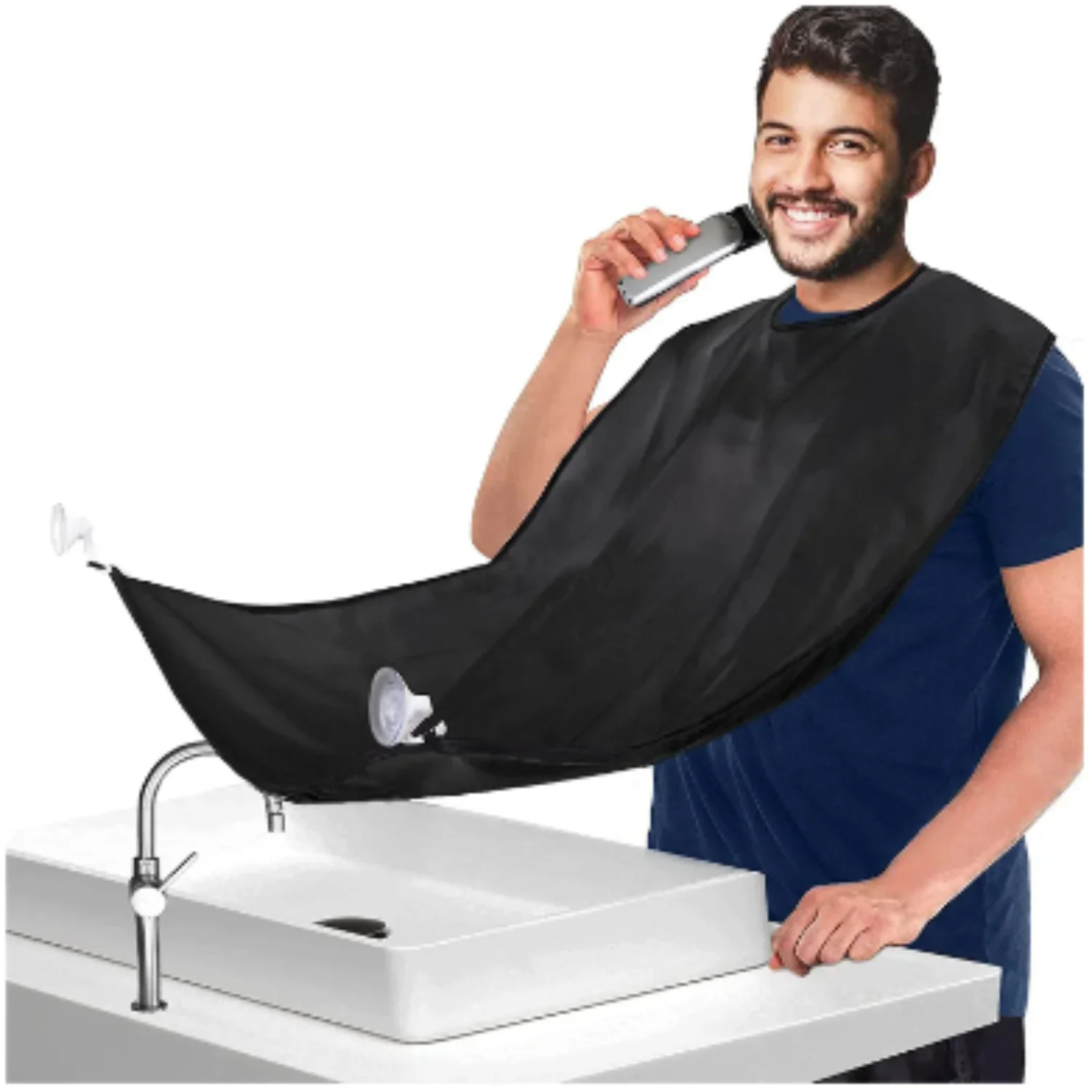Barba Catcher Cape Bavaglino Specchio Ventosa Grembiule Rasatura dei capelli Barba Catcher Cura pulita Panno floreale impermeabile con due Suctio