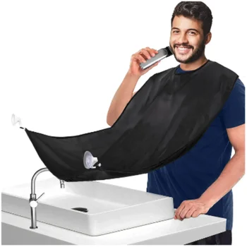 Barba Catcher Cape Bavaglino Specchio Ventosa Grembiule Rasatura dei capelli Barba Catcher Cura pulita Panno floreale impermeabile con due Suctio