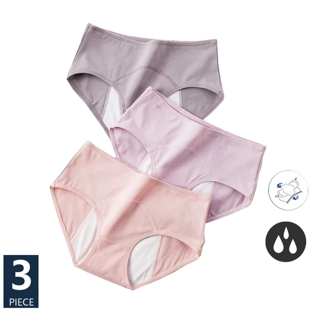 Leak Proof Menstrual Panties Waterproof  Cotton Leakproof Panties Women -  3pcs - Aliexpress