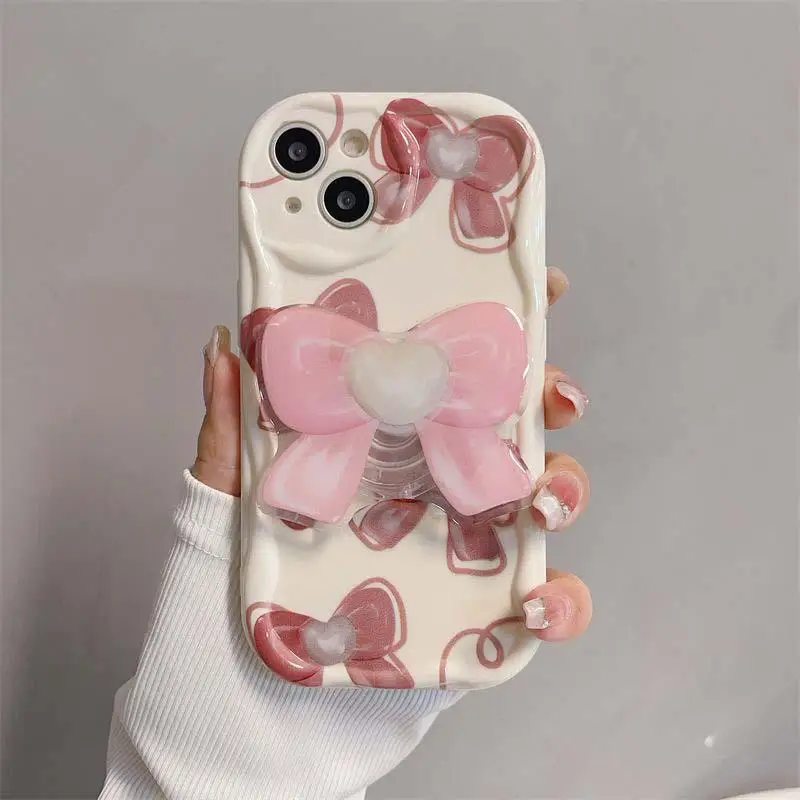 3D Wave Korean Flower Silicone Case Cover Holder
