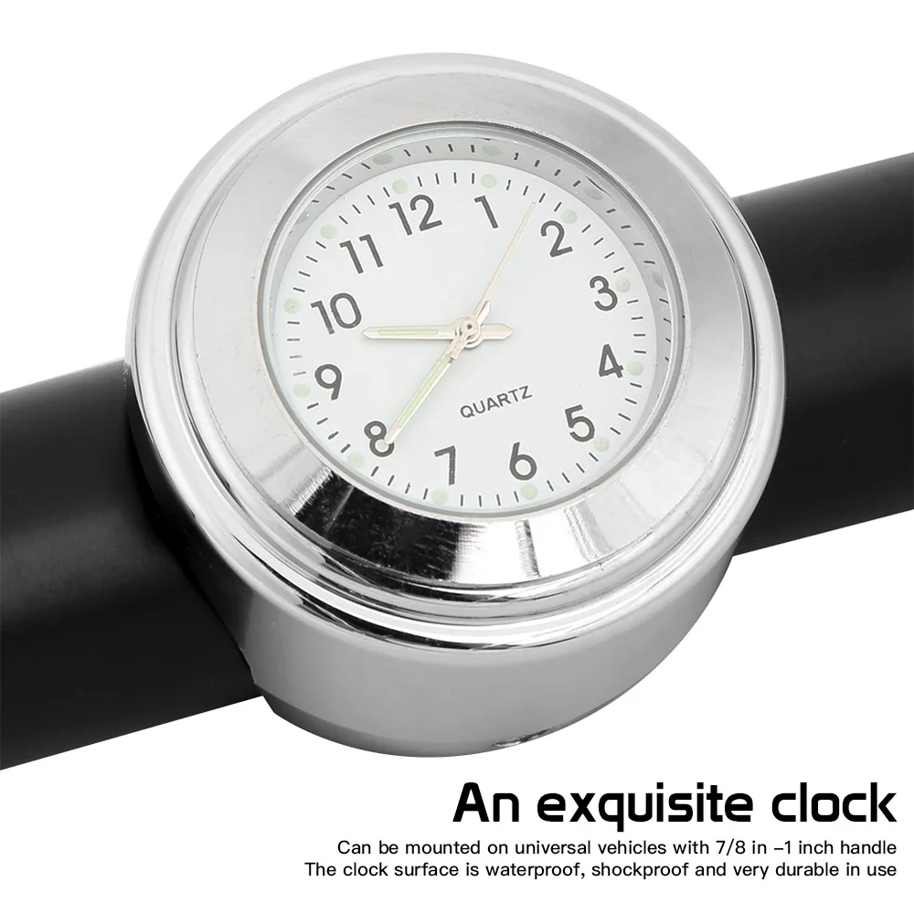7/8" Handlebar Mount Dial Clock & Thermometer – Chrome, Billet Aluminum, Fit Suzuki & Custom Bikes
