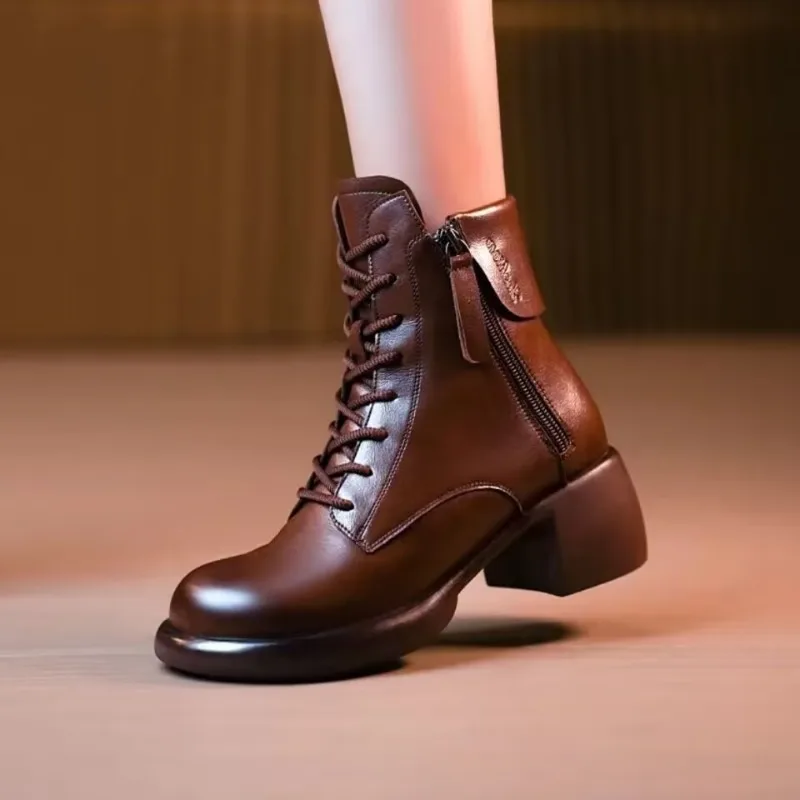 Women's Shoes 2023 High Quality Winter Zipper Pu Leather Women's ankle Boots Fashion Casual Round Head Modern Boots